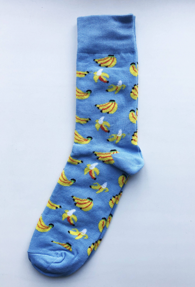 Голубые носки с бананами